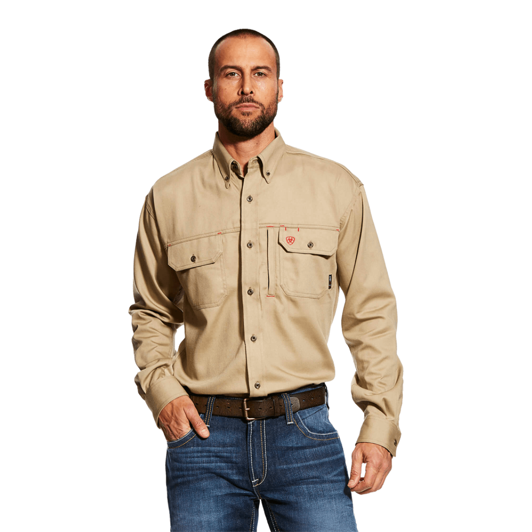 Ariat Men's Solid Vent Work Khaki Shirt