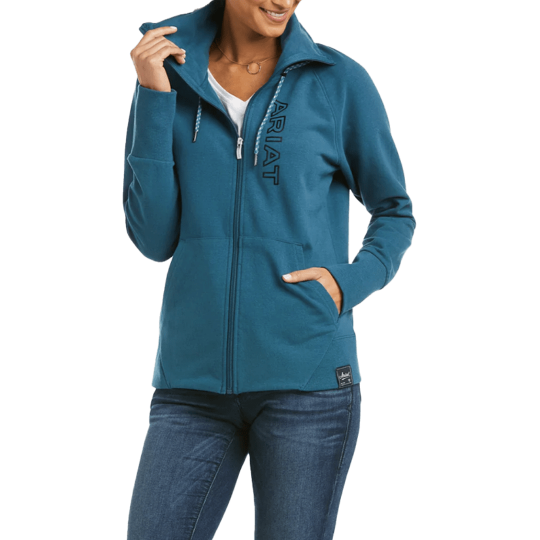 Ariat Women's Team Logo Full Zip Blue Sweatshirt