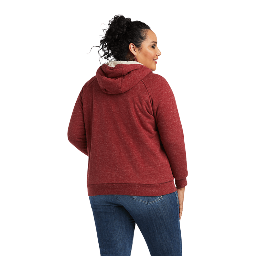 Ariat Women's Real Sherpa Full Zip Rhubarb Red Hoodie