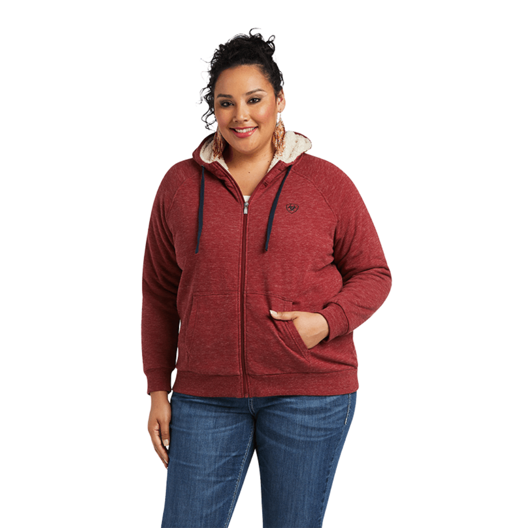 Ariat Women's Real Sherpa Full Zip Rhubarb Red Hoodie