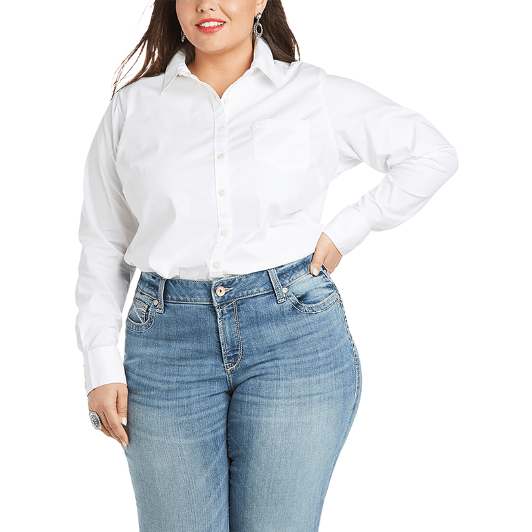 Ariat Women's Kirby Stretch Button Up White Shirt - Plus