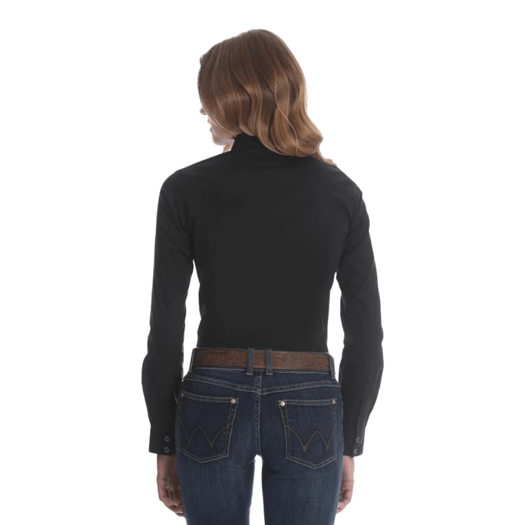 Wrangler Women's Western Long Sleeve Solid Black Shirt
