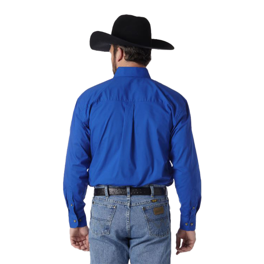Wrangler Men's George Strait Solid Royal Blue Shirt