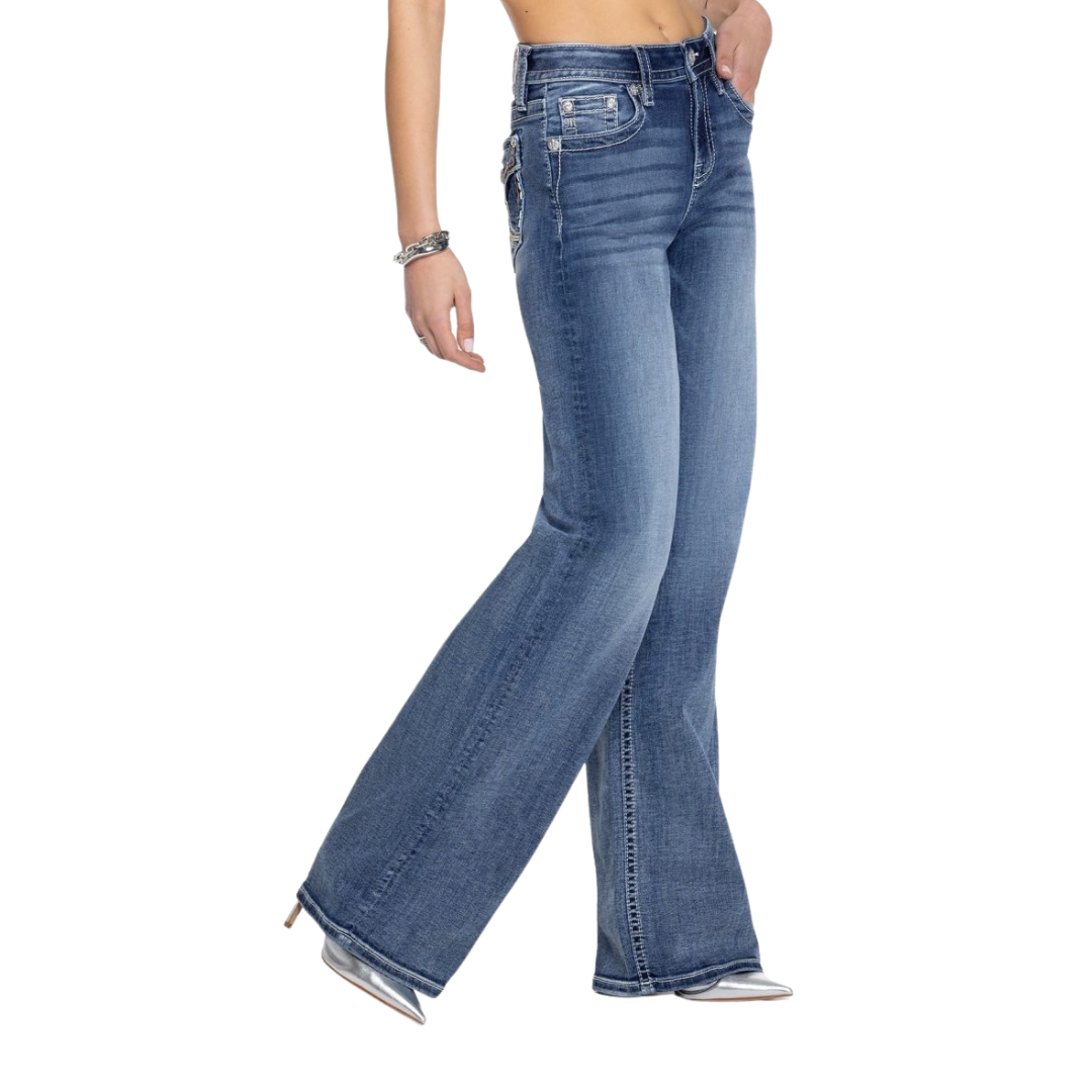 Miss Me Women's High Rise Wide Blue Jeans