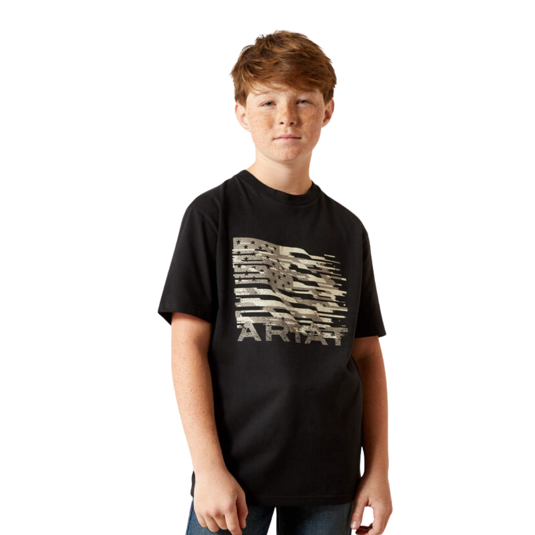 Ariat Youth Boy's Freedom Flag Black Tee Shirt