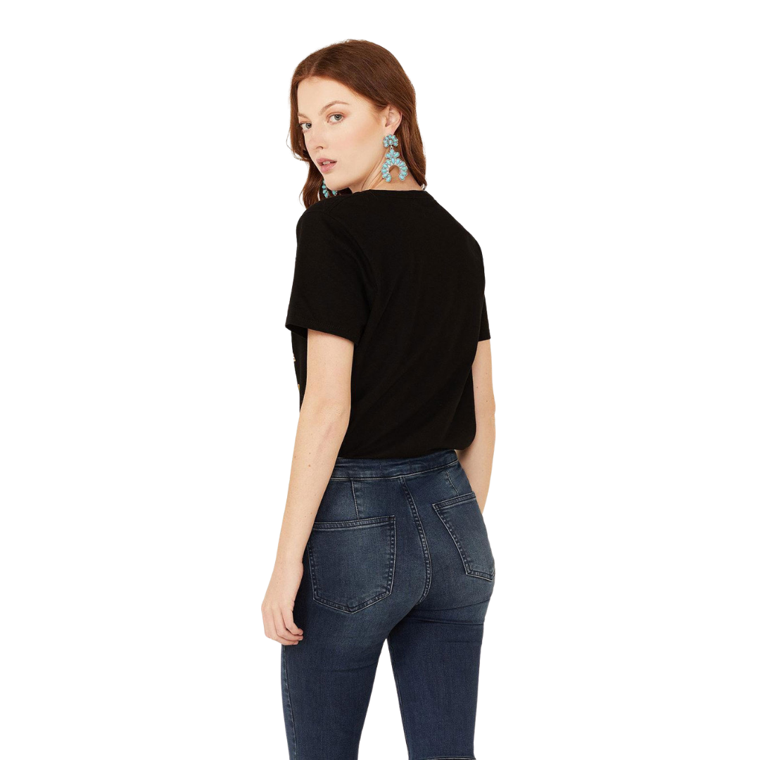 Changes Women's Yellowstone Bucking Bronco Black Tee Shirt