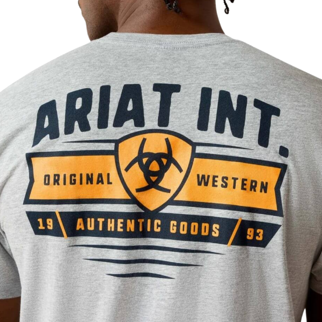 Ariat Men's Banner Badge Graphic Grey Heather Tee Shirt