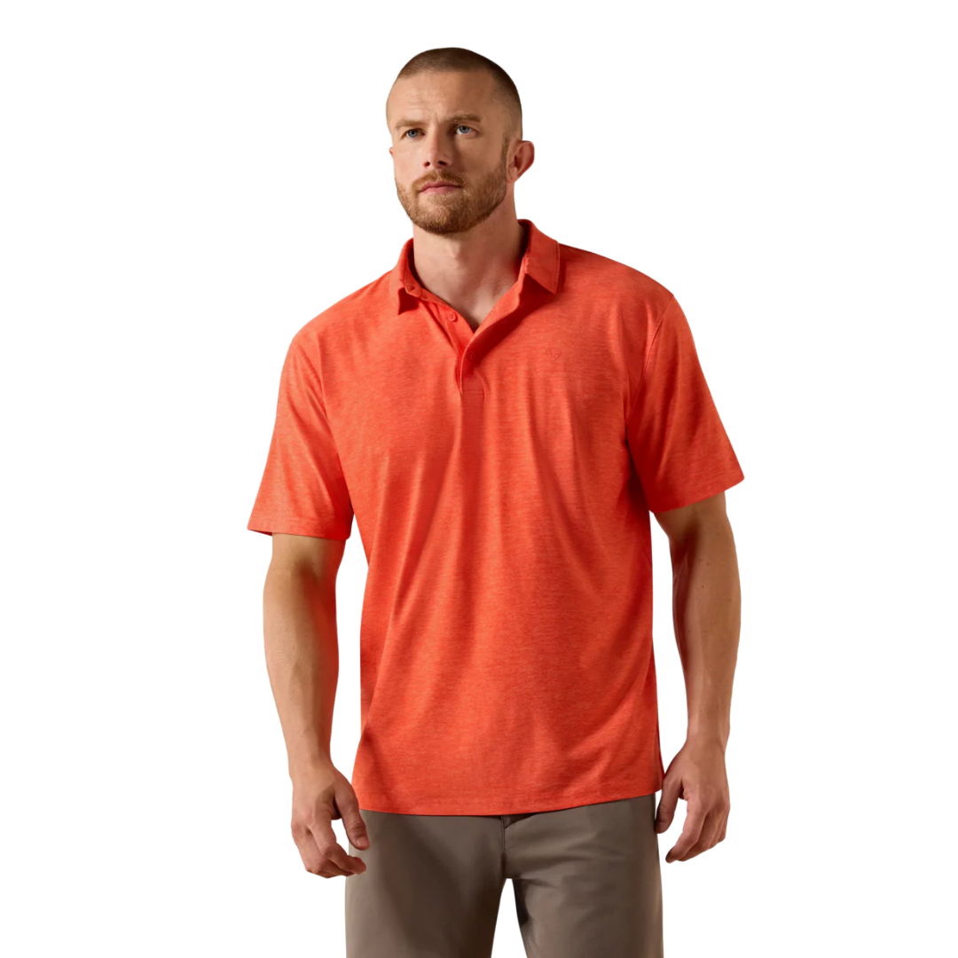 Ariat Men's Charger 2.0 Paprika Polo Orange Shirt