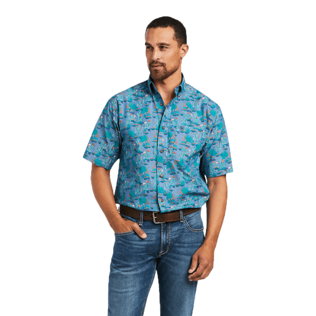 Ariat Men's Daxton Classic Mint Short Sleeve Blue Shirt