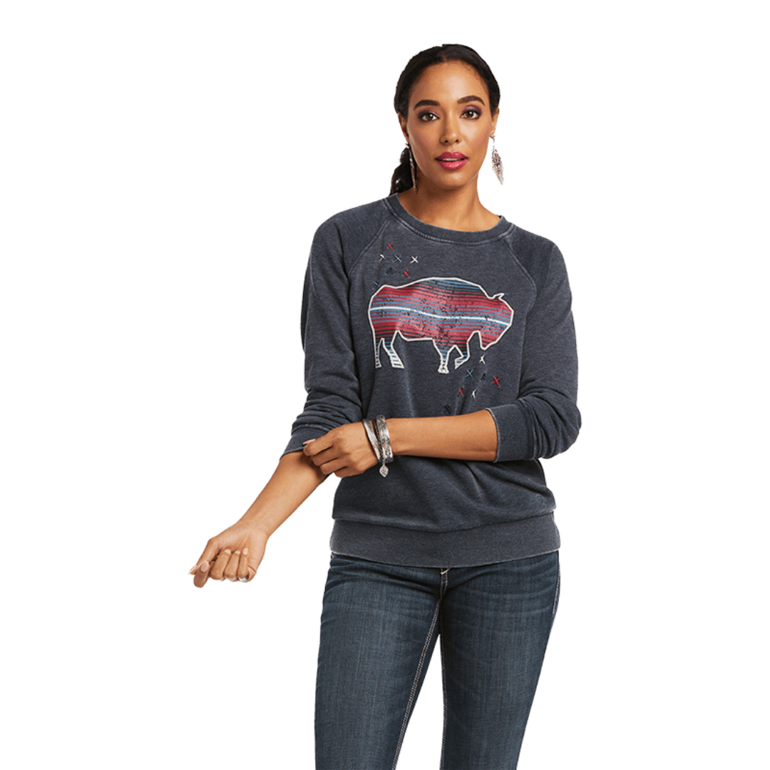Ariat Women's Night Star Long Sleeve Dark Sapphire Grey Sweatshirt