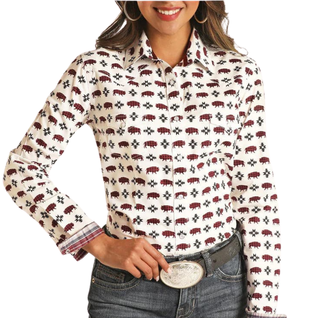 Panhandle Women's Rough Stock Striped Multicolor Western Snap Shirt