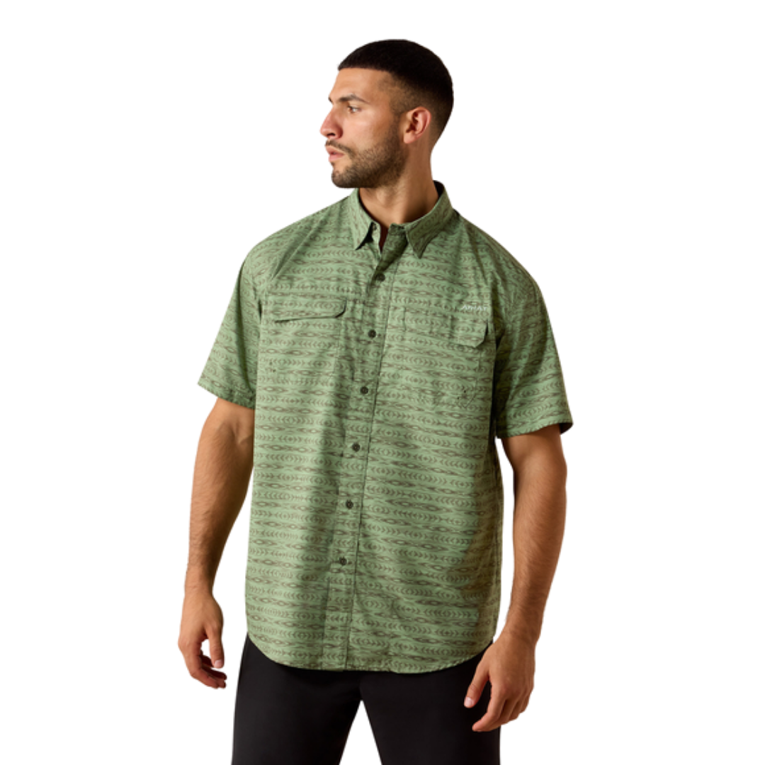 Ariat Men's Outbound Print Polo Green Shirt