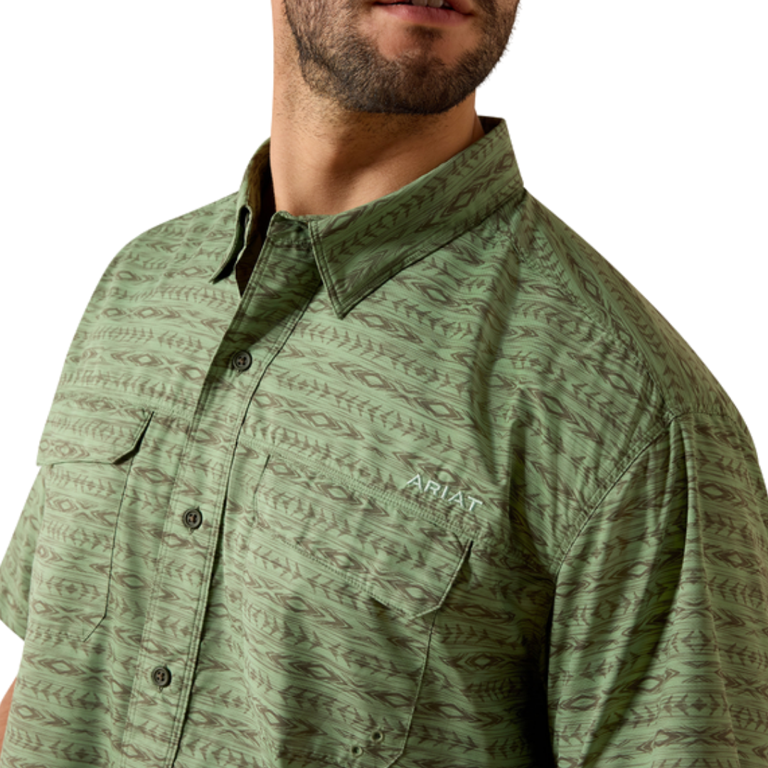 Ariat Men's Outbound Print Polo Green Shirt