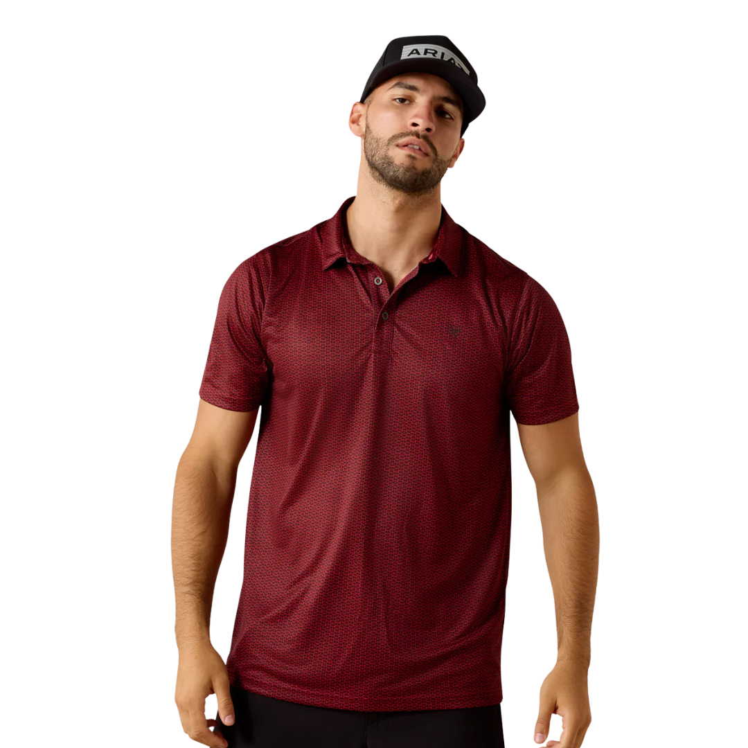 Ariat Men's Fitted Polo Chili Pepper Red Shirt