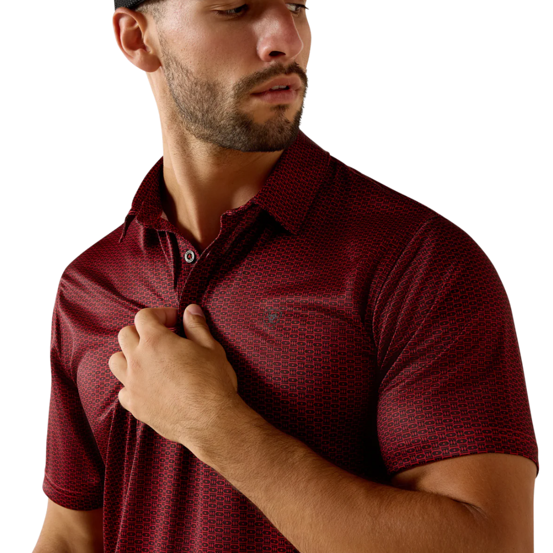 Ariat Men's Fitted Polo Chili Pepper Red Shirt