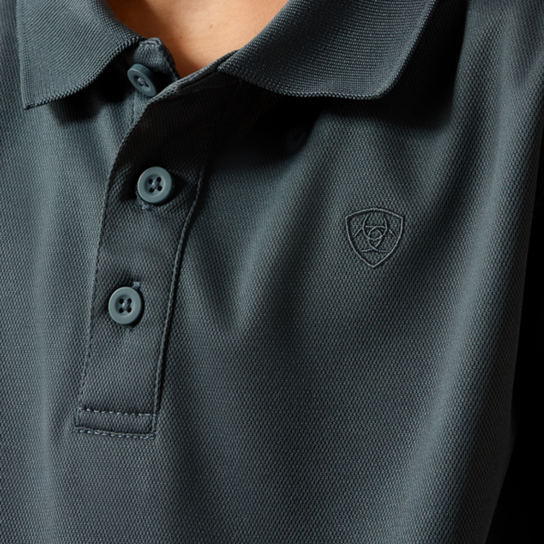 Ariat Youth Boy's Tek Polo Dark Slate Polo Grey Shirt