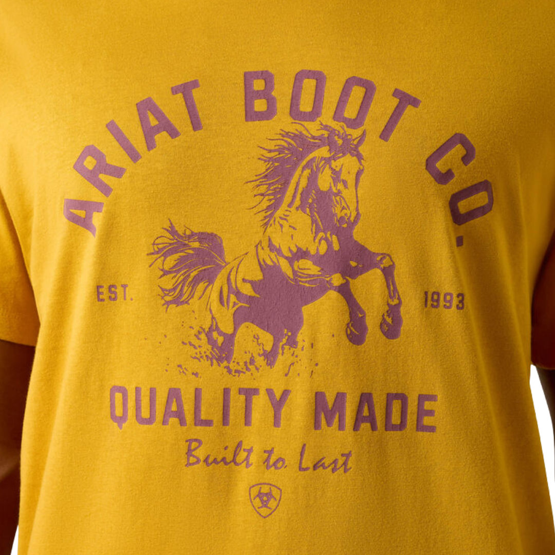 Ariat Men's College Bronc Chai Tea Yellow Tee Shirt
