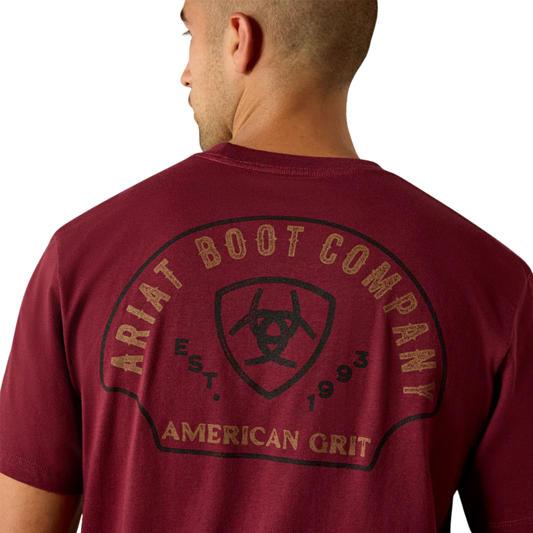 Ariat Men's Shell Game Classic Fit Maroon Red Tee Shirt