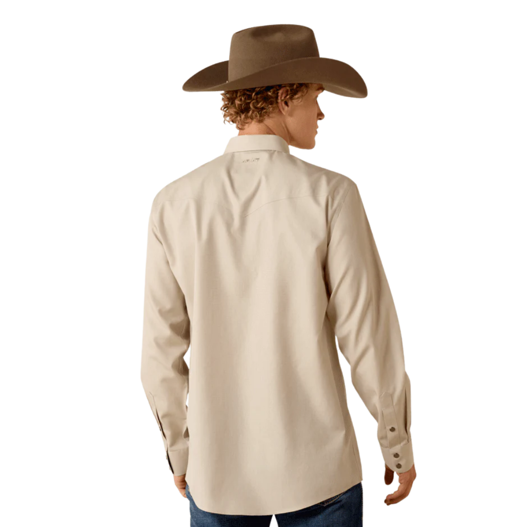 Ariat Men's Wrinkle Free Pinpoint Brindle Tan Shirt