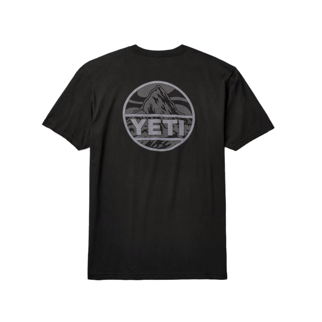 Yeti Men's Mountain Badge Short Sleeve Black Tee Shirt