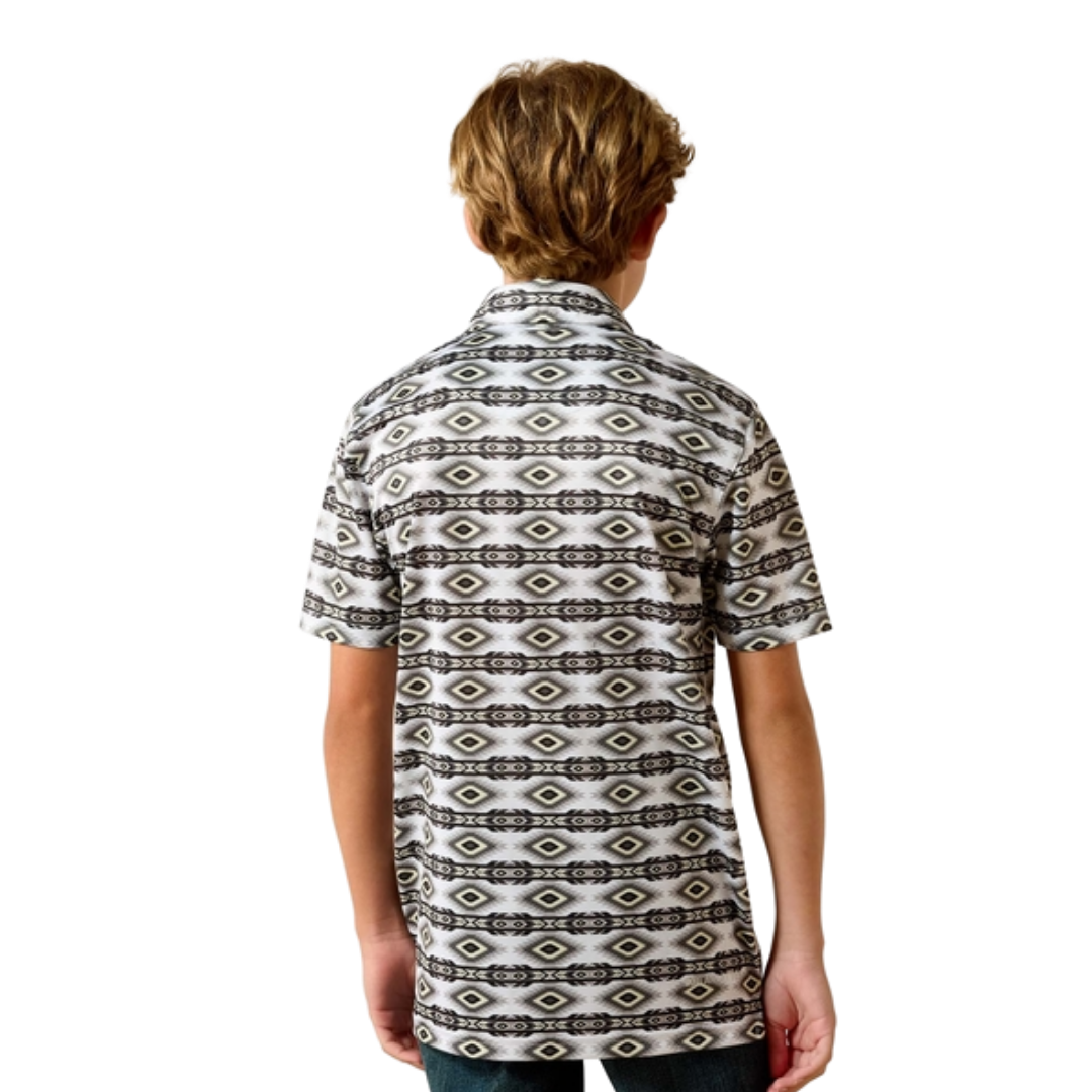 Ariat Youth Boy's All Over Print Pristine White Shirt