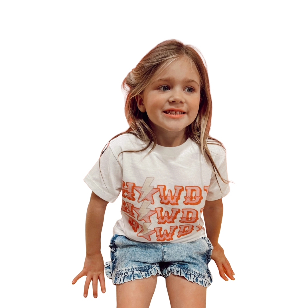 Gina Toddler Girl's Howdy White Tee Shirt