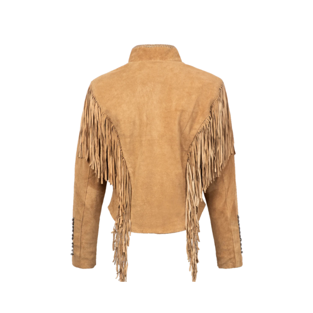 Sidran Women's Beaded Buffalo Light Brown Jacket