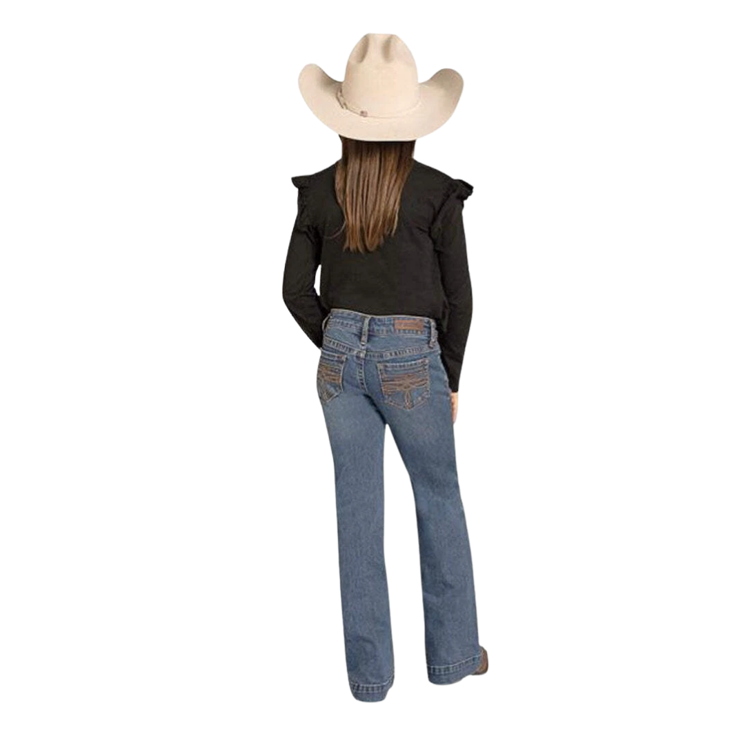 Panhandle Slim Youth Girl's Raised Denim Boot Blue Jeans