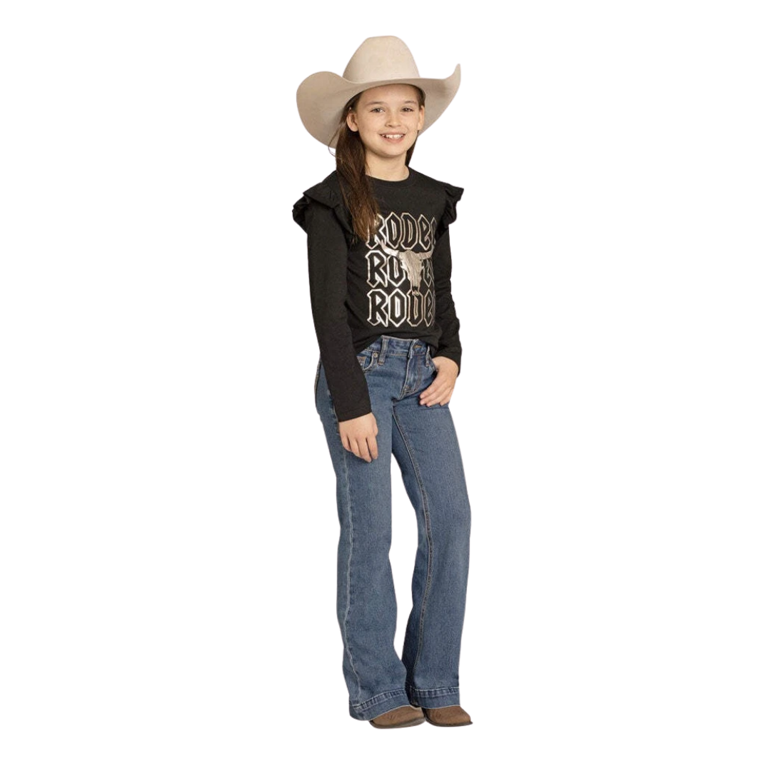 Panhandle Slim Youth Girl's Raised Denim Boot Blue Jeans