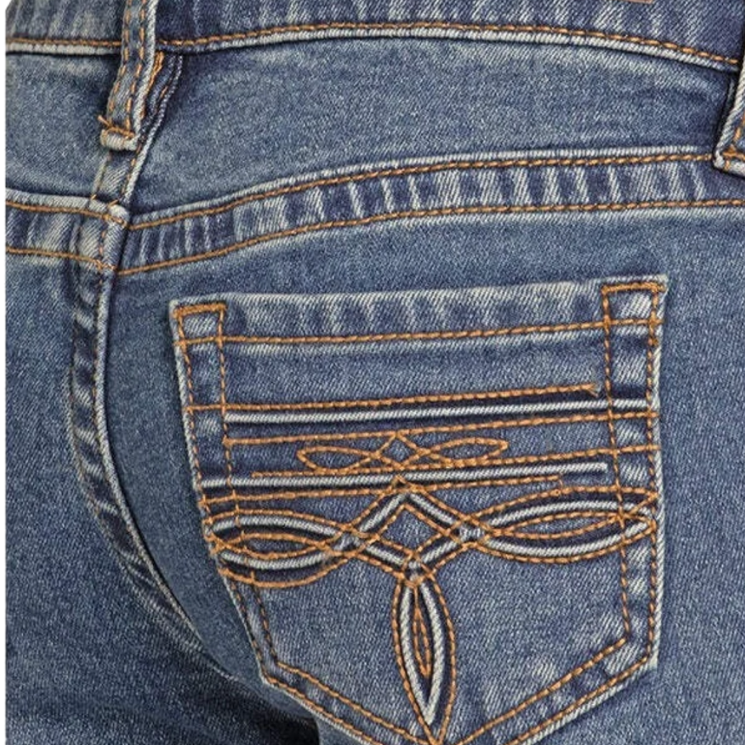 Panhandle Slim Youth Girl's Raised Denim Boot Blue Jeans