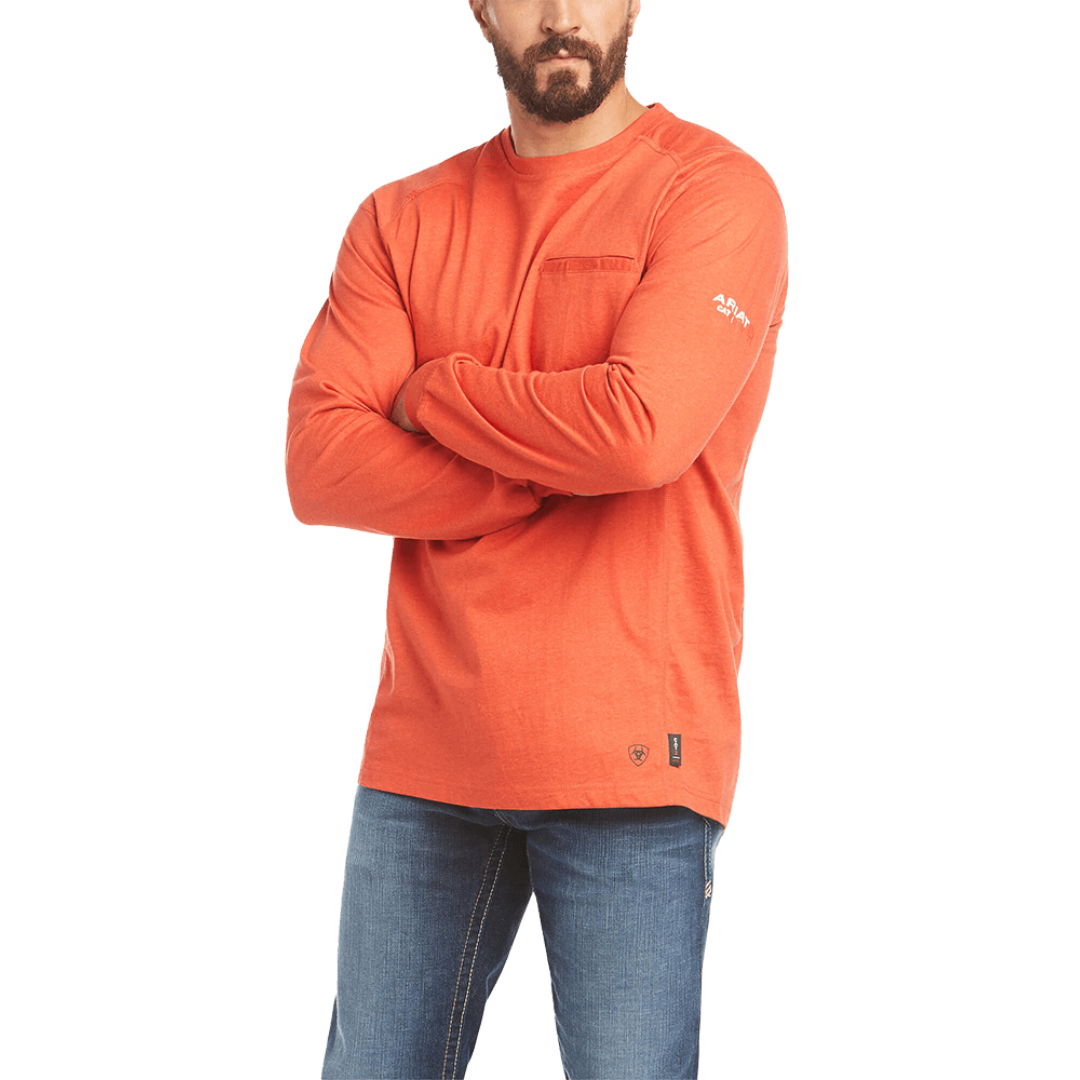 Ariat Men's Flame Resistant Air Rig Life Orange Shirt
