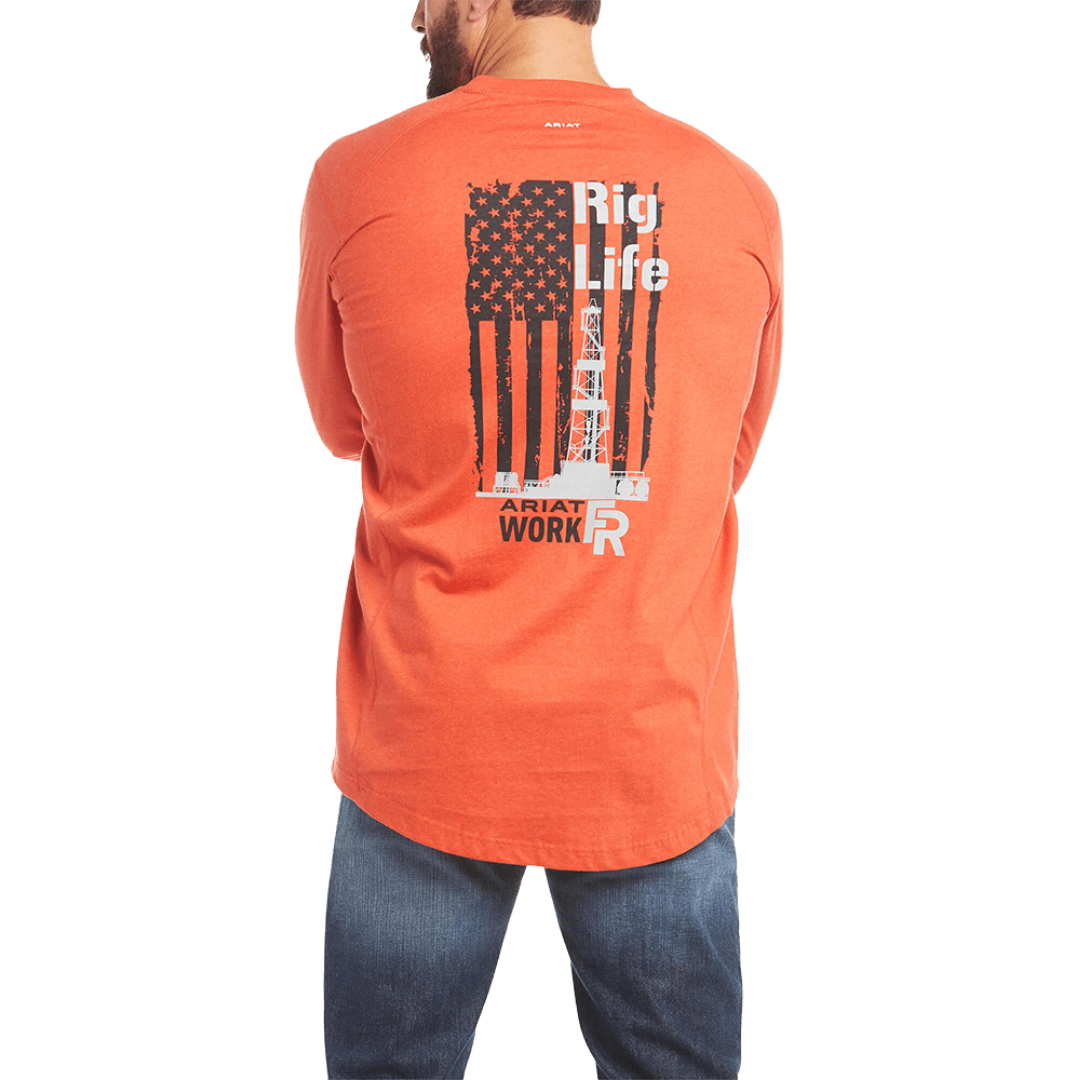 Ariat Men's Flame Resistant Air Rig Life Orange Shirt