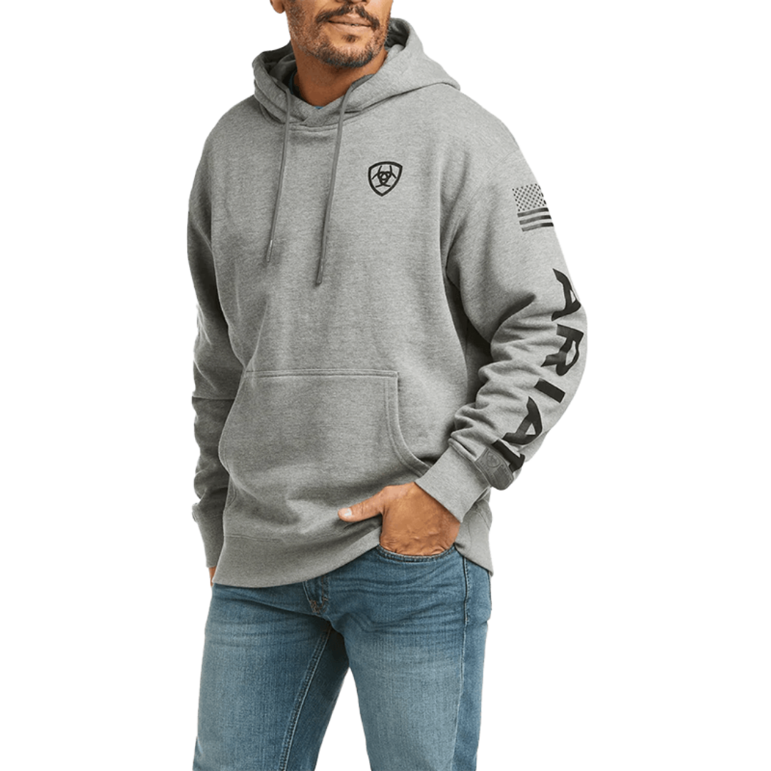 Ariat Men's Imprint Heather Grey and Black Hoodie