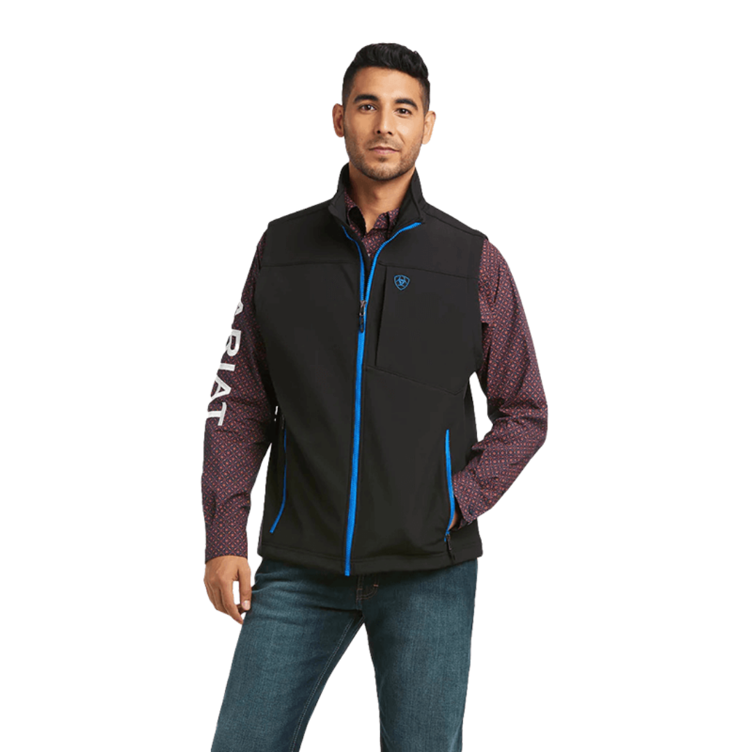 Ariat Men's Black & Cobalt Logo 2.0 Softshell Vest
