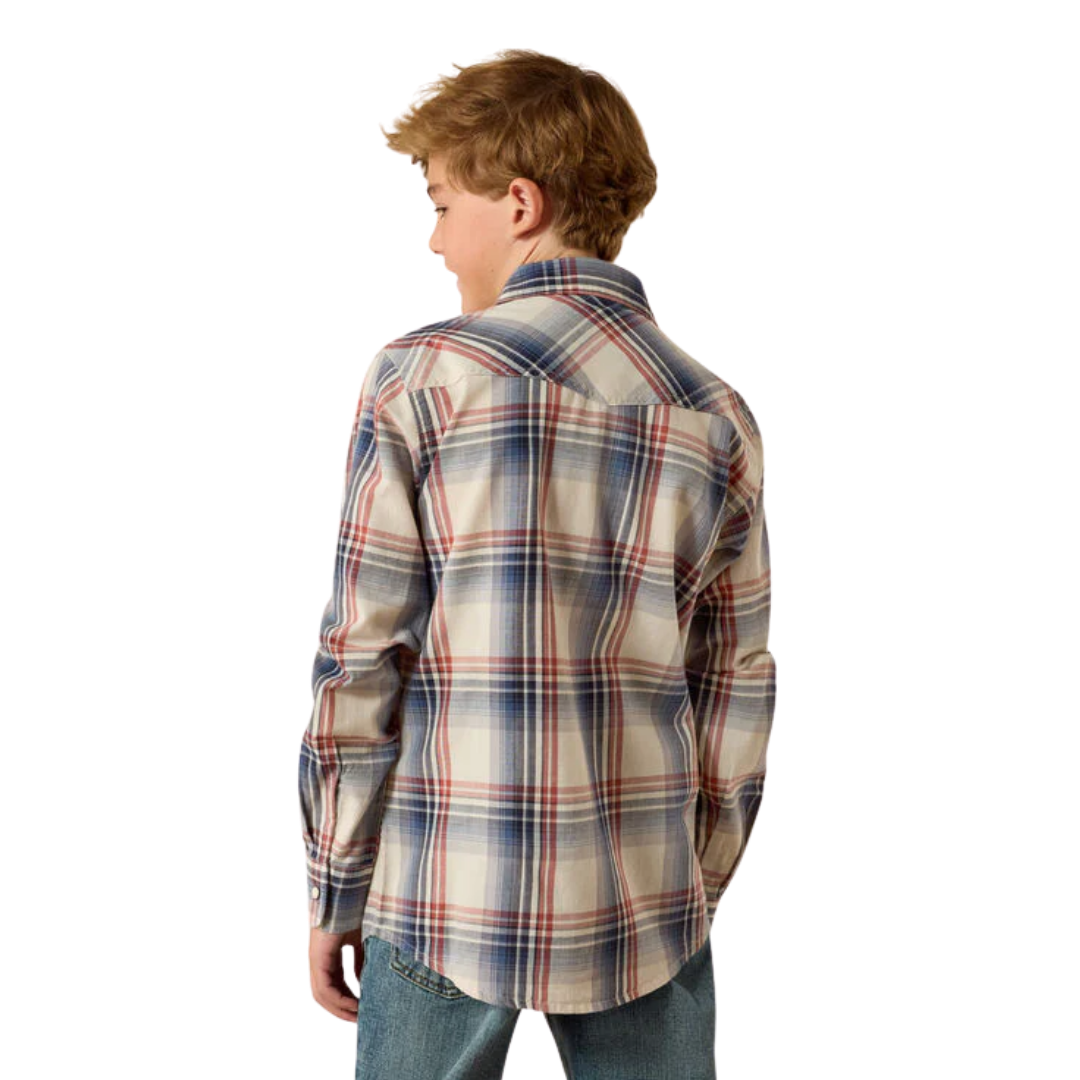 Ariat Youth Boy's Retro Hawthorn Snap Blue Shirt
