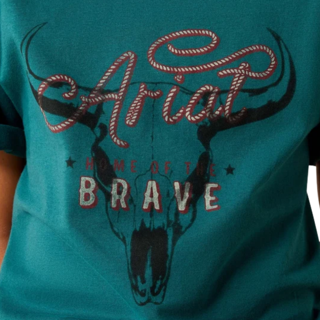 Ariat Youth Boy's Cattle Skull Freedom Green Tee Shirt