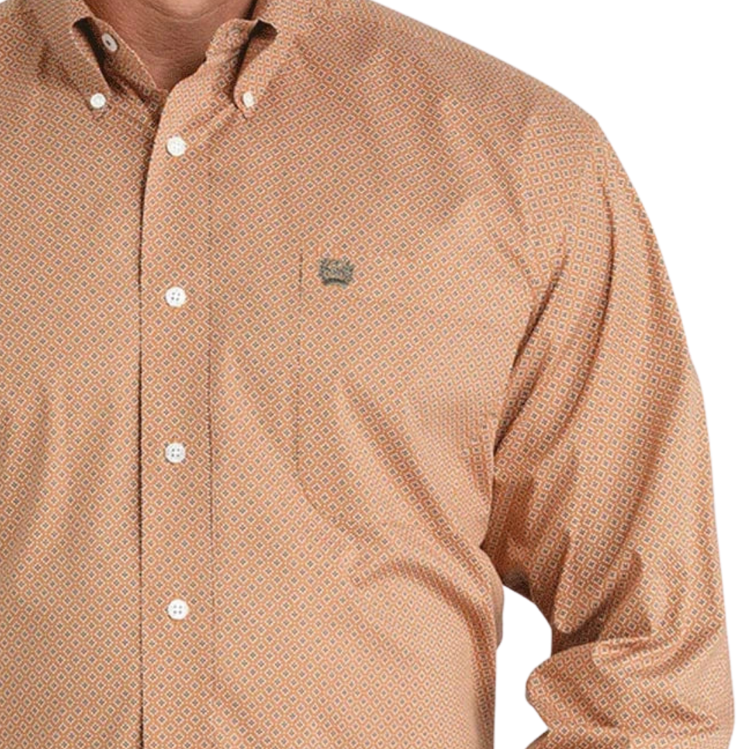 Cinch Men's Geometric Button Down Brown Shirt