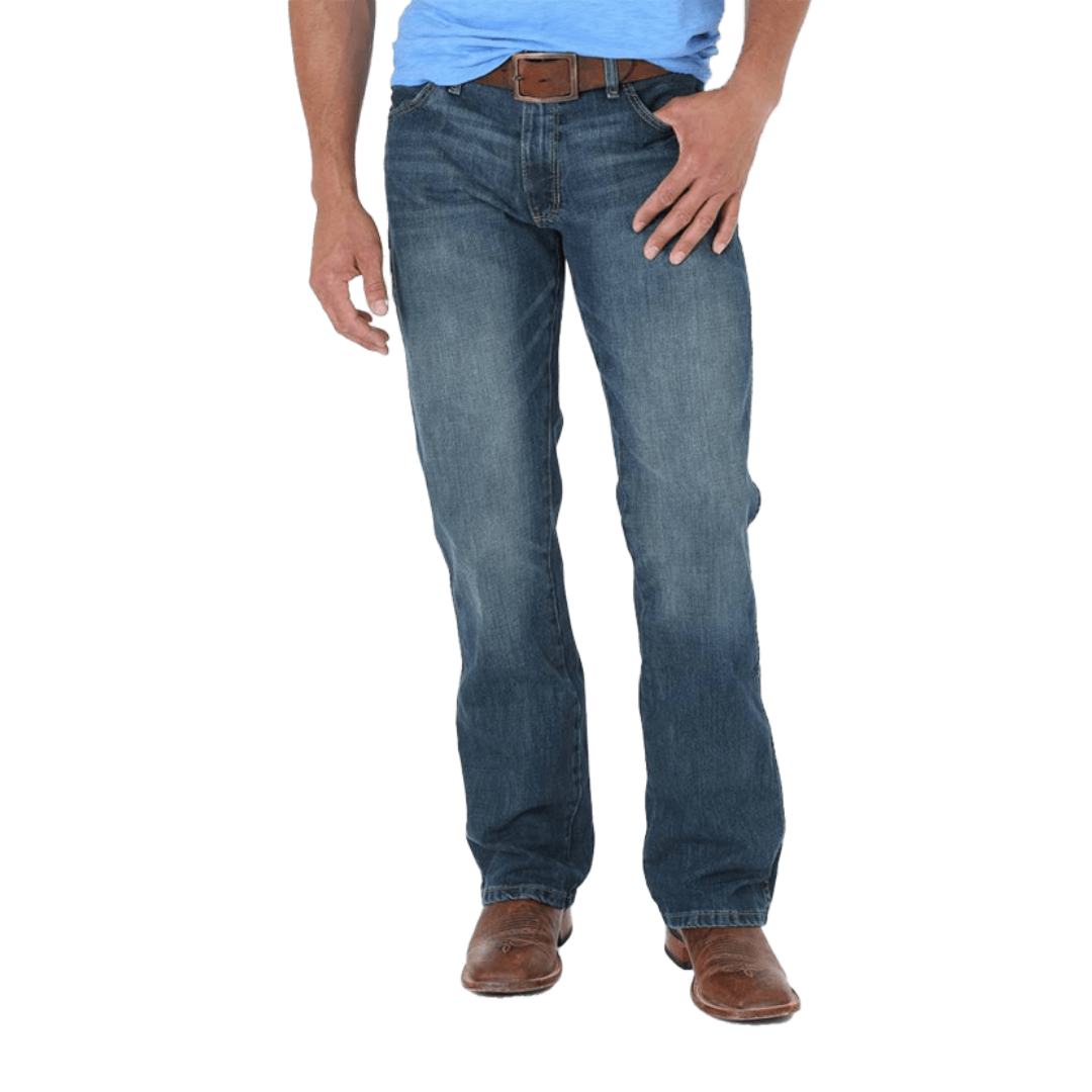 Wrangler Men's Retro River Wash Slim Boot Blue Jeans