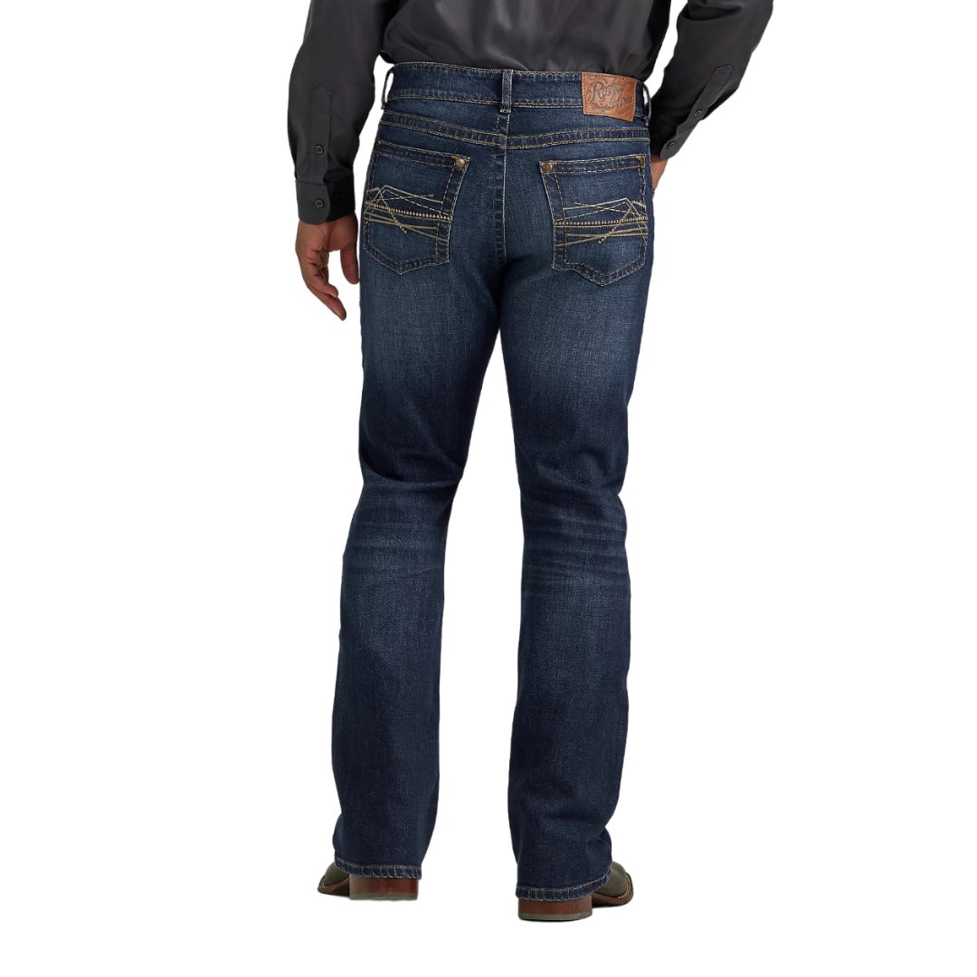 Wrangler Men's Rock 47 Slim Fit Bootcut Blue Jeans