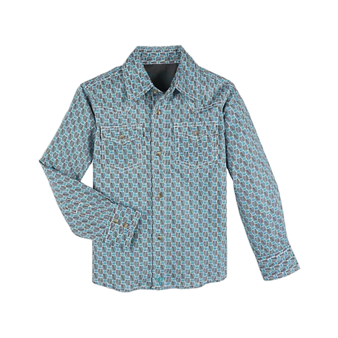 Wrangler Youth Boy's Hatch 20x Advanced Turquoise Shirt