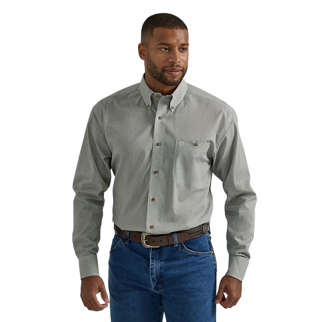 Wrangler Men's Chevron George Strait Grey Shirt - Big & Tall