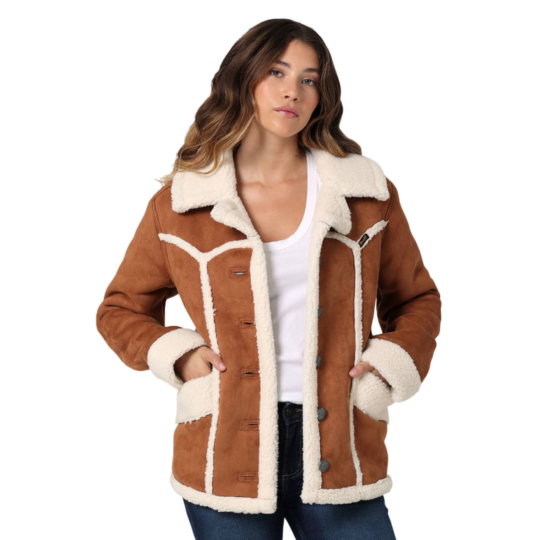Wrangler Women's Lion Faux Shearling Brown Coat
