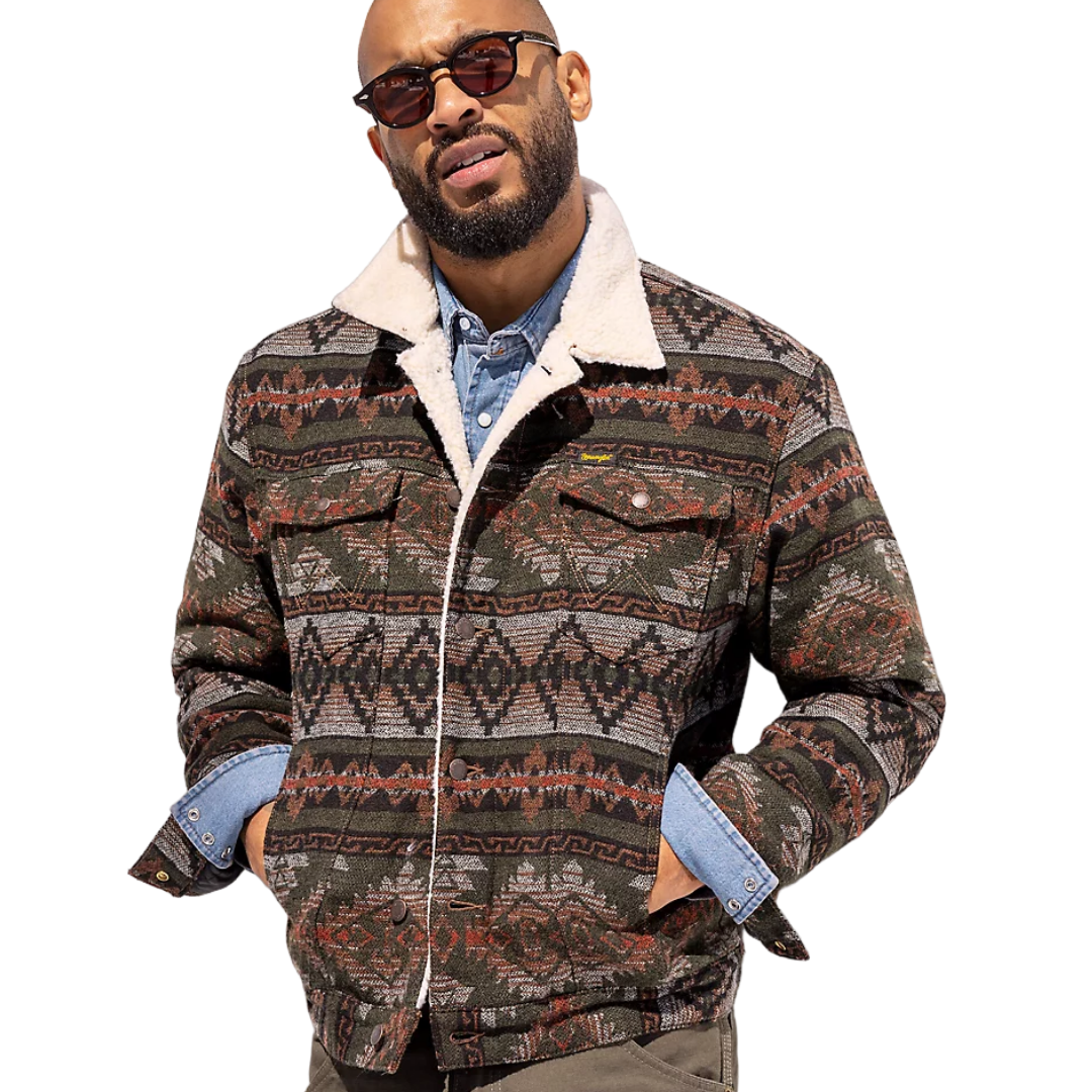 Wrangler Men's Sherpa Lined Jacquard Multicolor Jacket