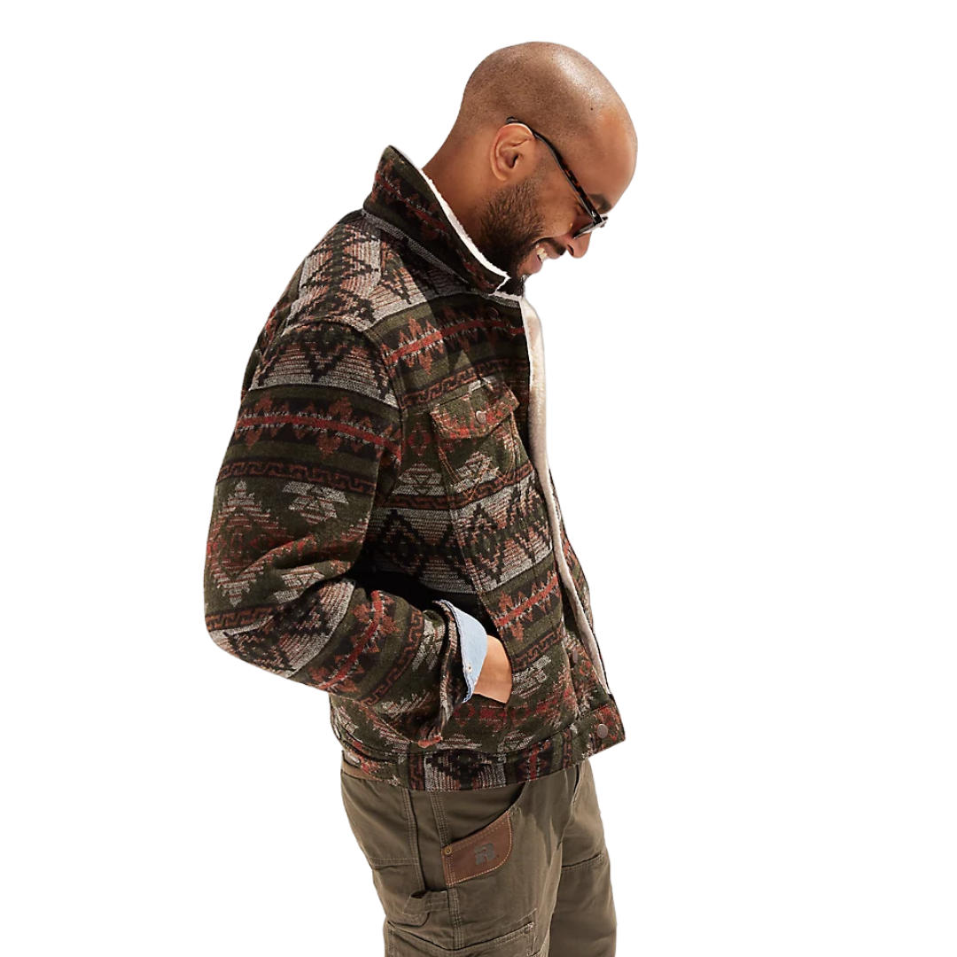 Wrangler Men's Sherpa Lined Jacquard Multicolor Jacket