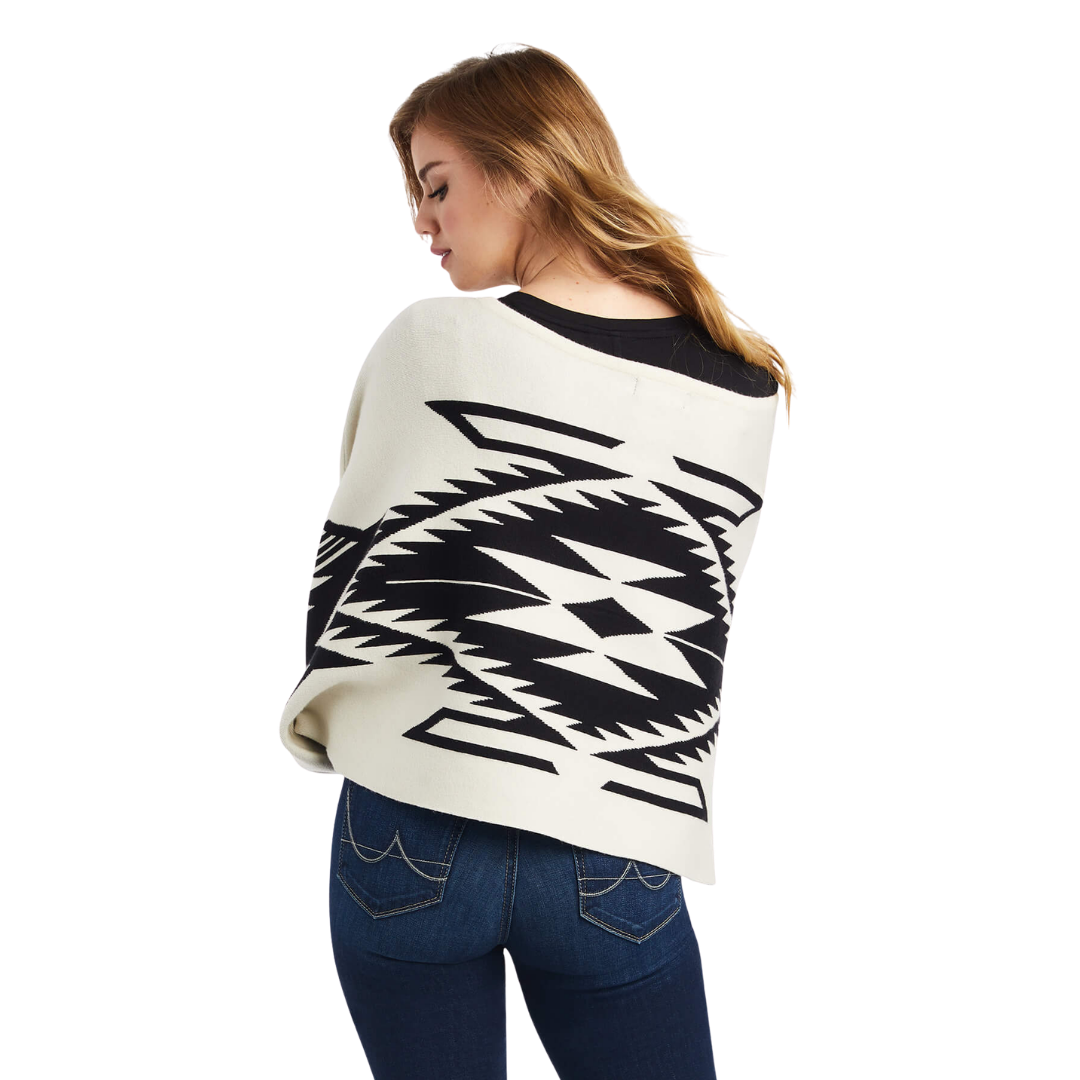 Ariat Women's Intarsia Sweater Chimayo White Poncho