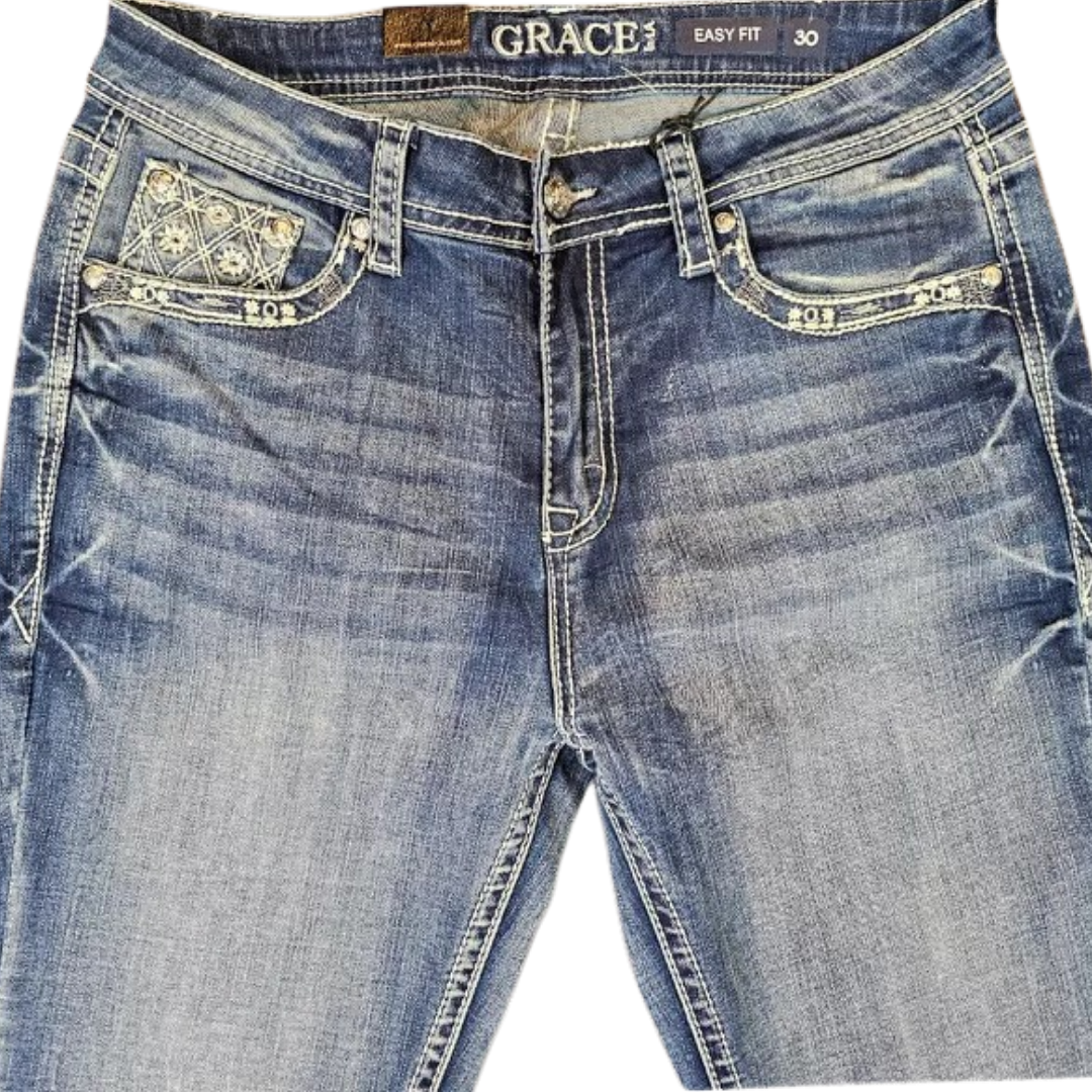Grace Women's Aztec Modify Light Blue Jeans