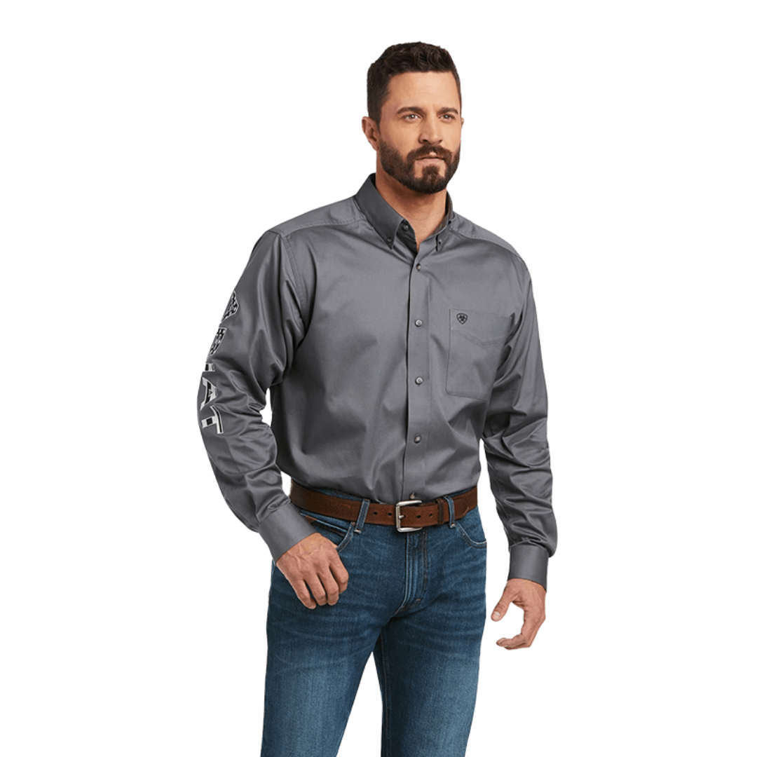 Ariat Men's Team Logo Twill Classic Grey Shirt