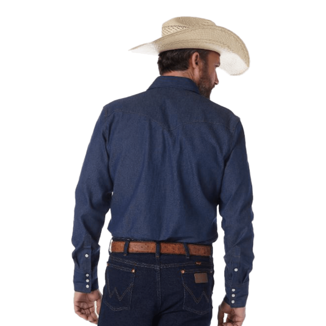 Wrangler Men's Cowboy Cut Denim Work Blue Shirt