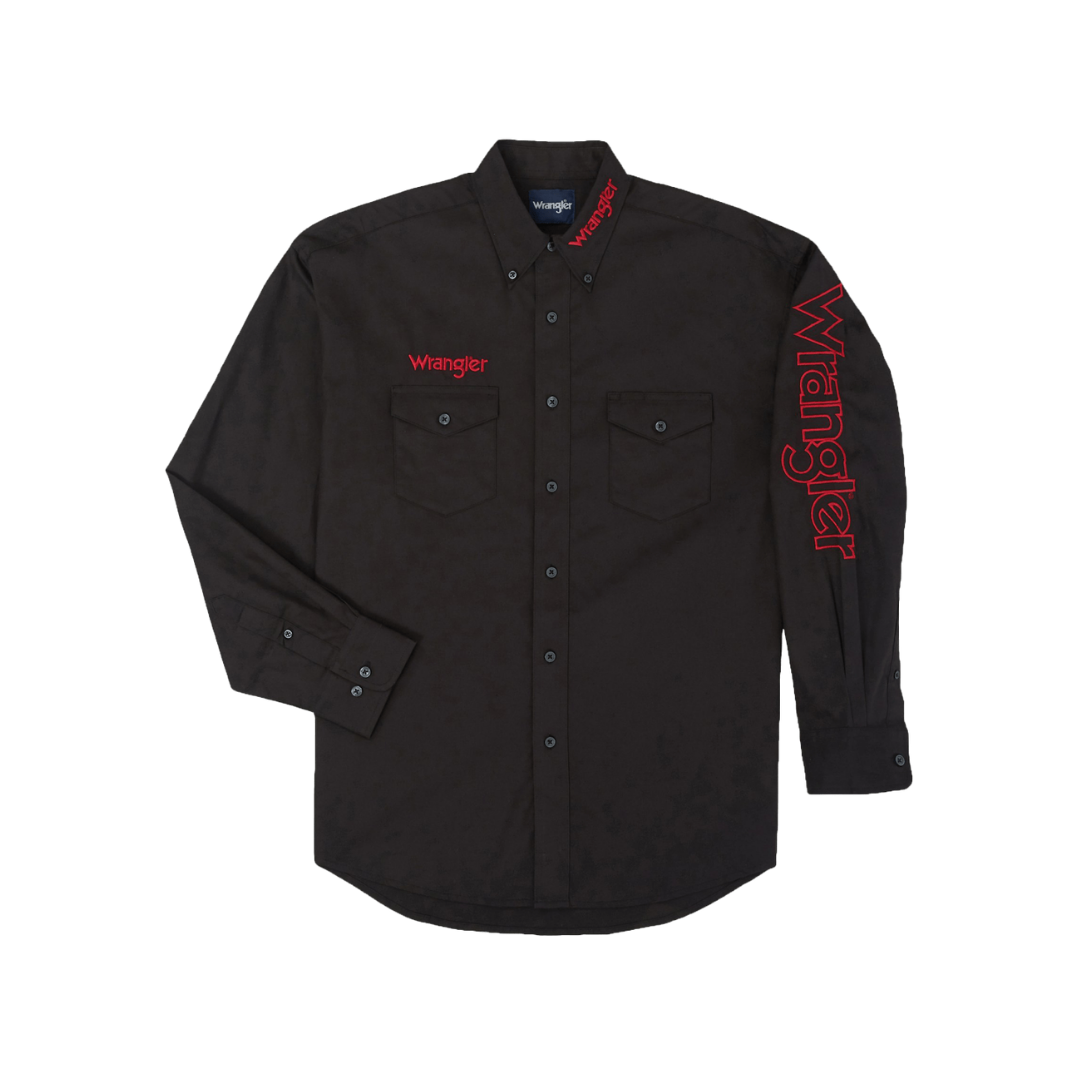 Wrangler Men's Long Sleeve Western Black Shirt