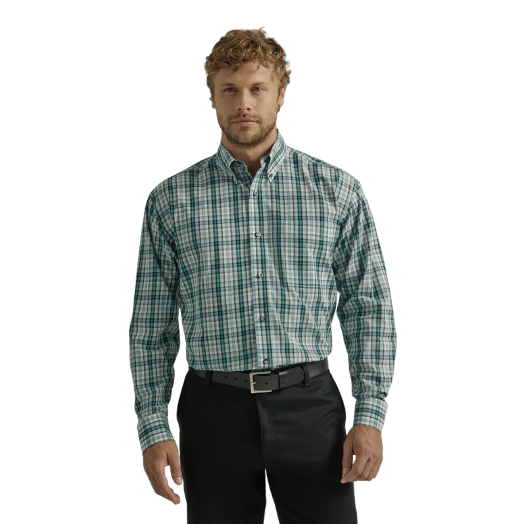 Wrangler Men's Riata Long Sleeve Green Shirt - Big & Tall